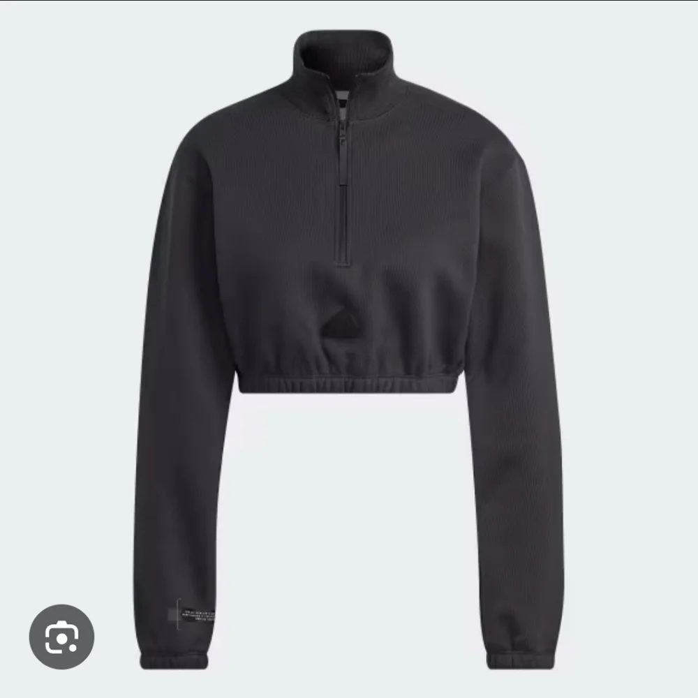Adidas Cropped Half-Zip Sweatshirt, Dark Grey, Small, NWOT - Picture 1 of 9